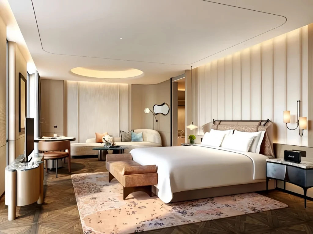 Sleek modern luxury hotel room